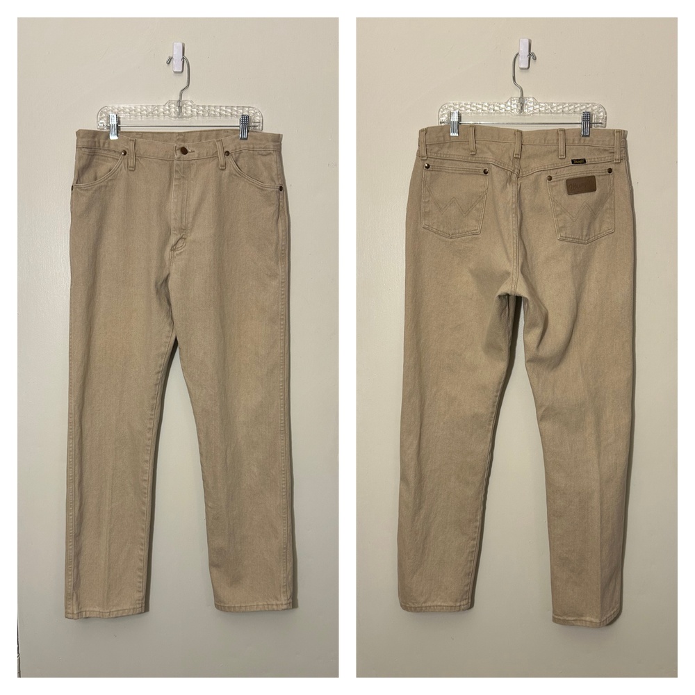 Vintage Wrangler Jeans Mens 36W 34L 13MWZTN Beige Tan Cowboy Rodeo Western 3003
